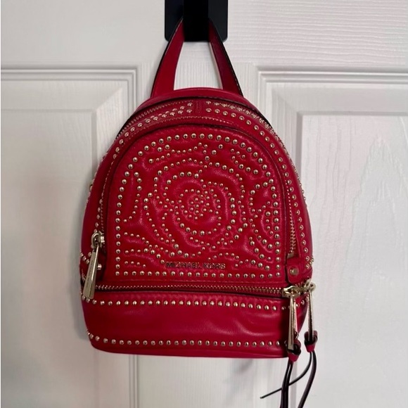 Red Michael Kors Rose Backpack - Picture 3 of 5